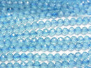 [Video]High Quality! Blue color Topaz AA+ Round - Semi-Faceted Round 3.5mm 1strand beads (aprx.15inch/37cm)