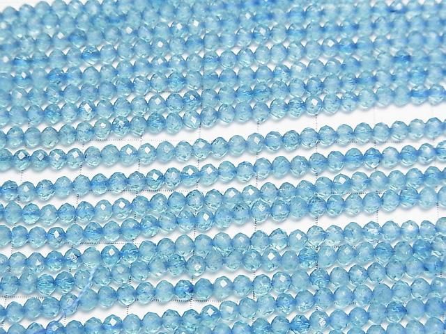 [Video]High Quality! Blue color Topaz AA+ Round - Semi-Faceted Round 3.5mm 1strand beads (aprx.15inch/37cm)