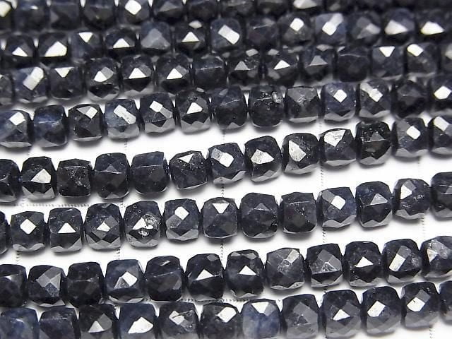 [Video]High Quality! Black Sapphire AA++ Cube Shape 4x4x4mm half or 1strand beads (aprx.15inch/37cm)