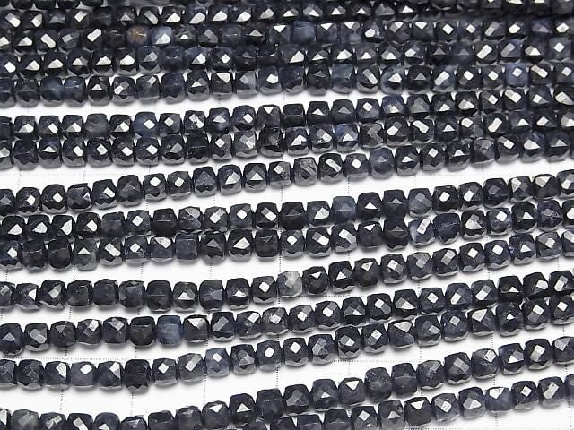 [Video]High Quality! Black Sapphire AA++ Cube Shape 4x4x4mm half or 1strand beads (aprx.15inch/37cm)