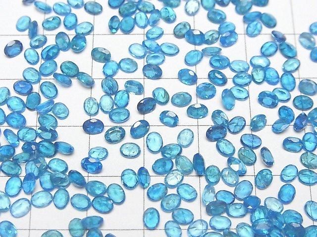 [Video]High Quality Neon Blue Apatite AAA- Loose stone Oval Faceted 4x3mm 5pcs