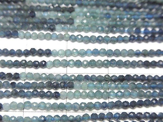 [Video]High Quality! Indigolite Tourmaline AA++ Faceted Round 1.8mm Color Gradation 1strand beads (aprx.12inch/30cm)