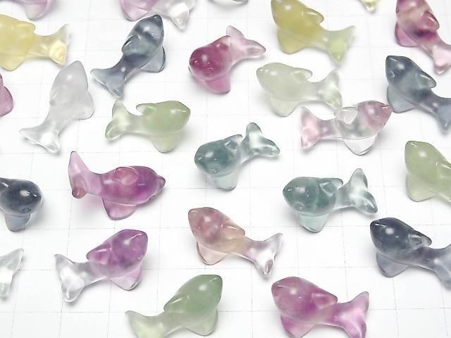[Video] Multicolor Fluorite AAA Dolphin Motif 22x11mm [Undrilled] 5pcs