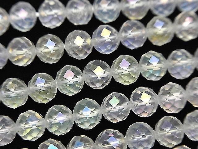 [Video] High Quality! Aqua Crystal 64Faceted Round 6mm half or 1strand beads (aprx.15inch/36cm)