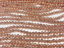 Lava Round 4mm Pink Gold Color Coated 1strand beads (aprx.15inch/36cm)