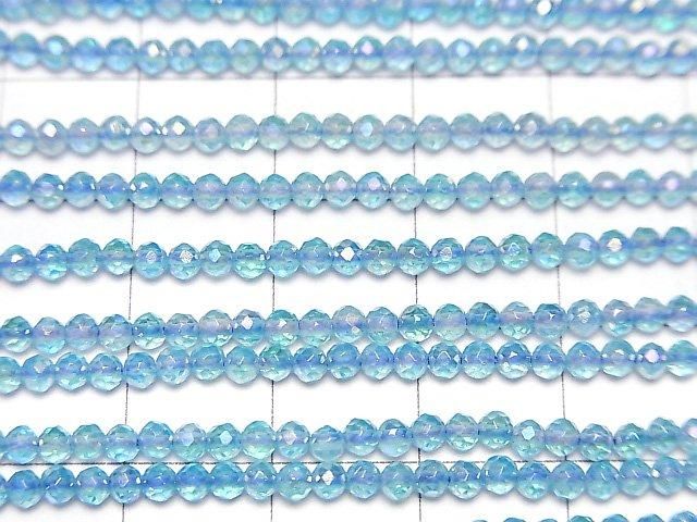[Video]High Quality! Light Blue Flash Crystal Faceted Round 2mm 1strand beads (aprx.14inch/35cm)