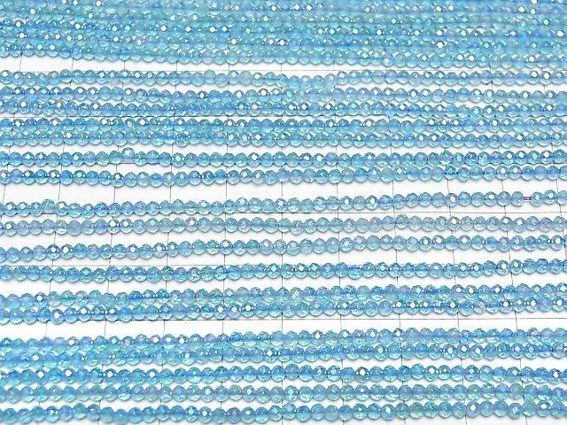[Video]High Quality! Light Blue Flash Crystal Faceted Round 2mm 1strand beads (aprx.14inch/35cm)