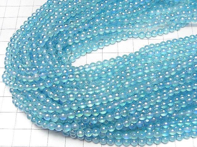 [Video] Light blue flash crystal Round 4mm 1strand beads (aprx.15inch/36cm)