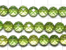 [Video][One of a kind] Green Amber AAA- Faceted Round 7mm 1strand beads (aprx.16inch/40cm) NO.4
