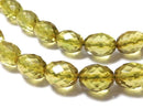 [Video][One of a kind] Green Amber AAA- Faceted Rice 10.5x7.5x7.5mm 1strand beads (aprx.16inch/39cm) NO.5