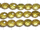[Video][One of a kind] Green Amber AAA- Faceted Rice 10.5x7.5x7.5mm 1strand beads (aprx.16inch/39cm) NO.5