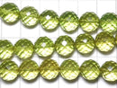 [Video][One of a kind] Green Amber AAA- Faceted Round 10mm 1strand beads (aprx.16inch/39cm) NO.7