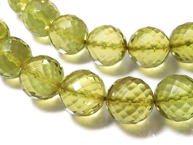 [Video][One of a kind] Green Amber AAA- Faceted Round 10.5mm 1strand beads (aprx.16inch/40cm) NO.8
