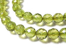 [Video][One of a kind] Green Amber AAA- Faceted Round 5.5mm Necklace NO.2