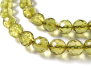 [Video][One of a kind] Green Amber AAA- Faceted Round 6.5mm Necklace NO.3