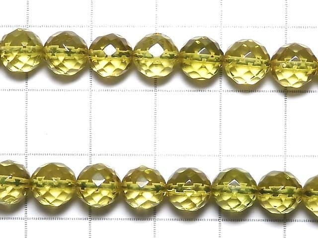 [Video][One of a kind] Green Amber AAA- Faceted Round 6.5mm Necklace NO.3