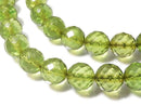 [Video][One of a kind] Green Amber AAA- Faceted Round 7.5mm Necklace NO.4