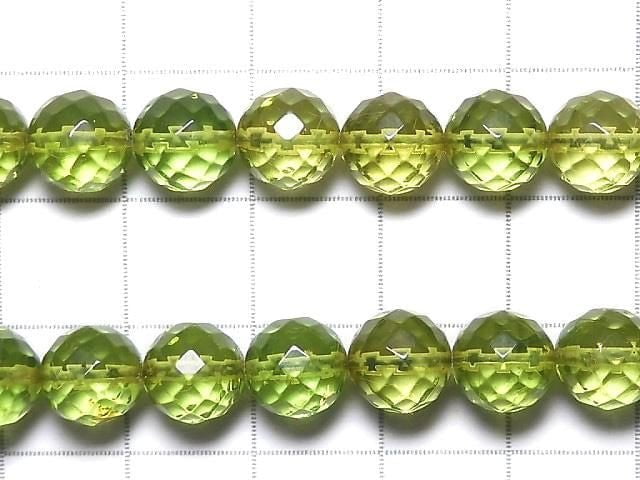[Video][One of a kind] Green Amber AAA- Faceted Round 7.5mm Necklace NO.4