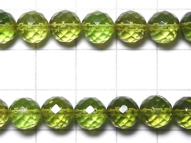 [Video][One of a kind] Green Amber AAA- Faceted Round 7.5mm Necklace NO.5