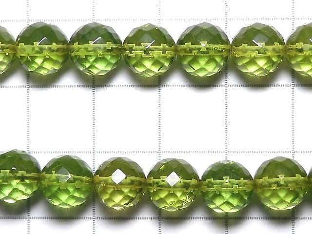 [Video][One of a kind] Green Amber AAA- Faceted Round 7.5mm Necklace NO.6