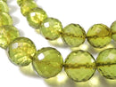 [Video][One of a kind] Green Amber AAA- Faceted Round 9-11mm Necklace NO.8