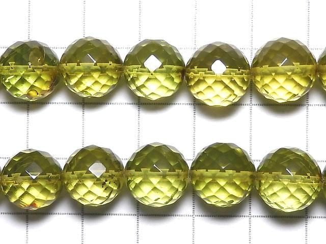 [Video][One of a kind] Green Amber AAA- Faceted Round 9-11mm Necklace NO.8