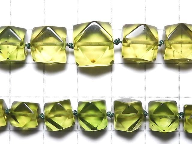 [Video][One of a kind] Green Amber AAA- Faceted Round 7.5-12.5mm Necklace NO.10