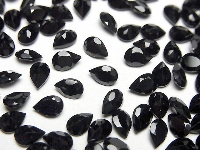 [Video]High Quality Black Spinel AAA Loose stone Pear shape Faceted 6x4mm 10pcs