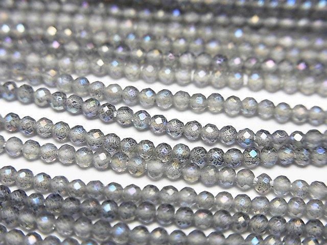 [Video]High Quality! Gray Flash Crystal Faceted Round 2mm 1strand beads (aprx.14inch/35cm)