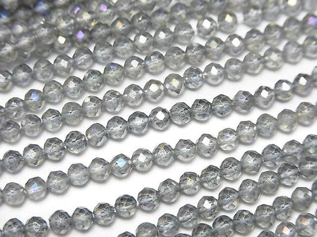 [Video]High Quality! Gray Flash Crystal Faceted Round 3mm 1strand beads (aprx.15inch/36cm)