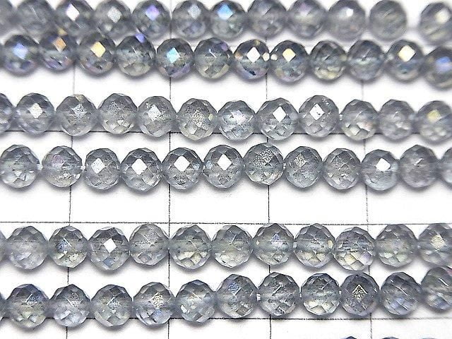 [Video]High Quality! Gray Flash Crystal Faceted Round 4mm 1strand beads (aprx.15inch/36cm)