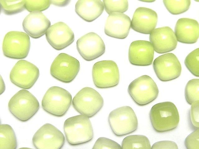 [Video] Lime Green Chalcedony AAA Square Cabochon 6x6mm 5pcs