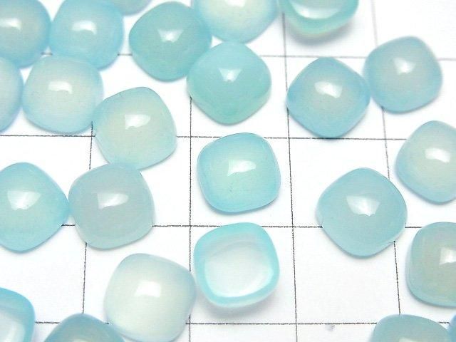 [Video] Sea Blue Chalcedony AAA Square Cabochon 8x8mm 3pcs