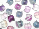 [Video] Multicolor Fluorite AAA Cat Motif 13x13mm [Vertical Hole] 5pcs
