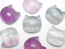 [Video] Multicolor Fluorite AAA Cat motif 13x13mm [Horizontal hole] 5pcs