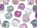 [Video] Multicolor Fluorite AAA Cat motif 13x13mm [Horizontal hole] 5pcs