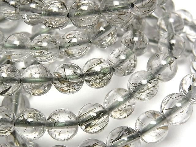 [Video]Actinolite in Quartz AAA- Round 7mm Bracelet