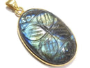 [Video][One of a kind] Rainbow Labradorite AAA- Carved Pendant 18KGP NO.11