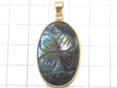 [Video][One of a kind] Rainbow Labradorite AAA- Carved Pendant 18KGP NO.11