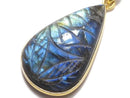 [Video][One of a kind] Rainbow Labradorite AAA- Carved Pendant 18KGP NO.12