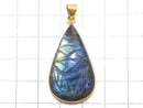 [Video][One of a kind] Rainbow Labradorite AAA- Carved Pendant 18KGP NO.12