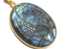 [Video][One of a kind] Rainbow Labradorite AAA- Carved Pendant 18KGP NO.15