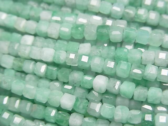 [Video]High Quality! Brazilian Emerald AA++ Cube Shape 3x3x3mm half or 1strand beads (aprx.15inch/37cm)