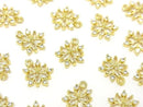 Metal parts Snow crystal (snowflake) charm 13x11mm gold color (with CZ) 2pcs