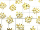 Metal parts Snow crystal (snowflake) charm 13x11mm gold color (with CZ) 2pcs
