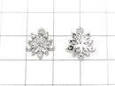 Metal parts Snow crystal charm 13x11mm Silver color (with CZ) 2pcs