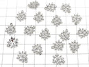 Metal parts Snow crystal charm 13x11mm Silver color (with CZ) 2pcs
