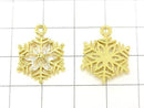 Metal parts Snow crystal (snowflake) charm 21x15mm gold color (with CZ) 1pc