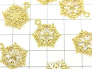 Metal parts Snow crystal (snowflake) charm 21x15mm gold color (with CZ) 1pc