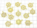 Metal parts Snow crystal (snowflake) charm 21x15mm gold color (with CZ) 1pc
